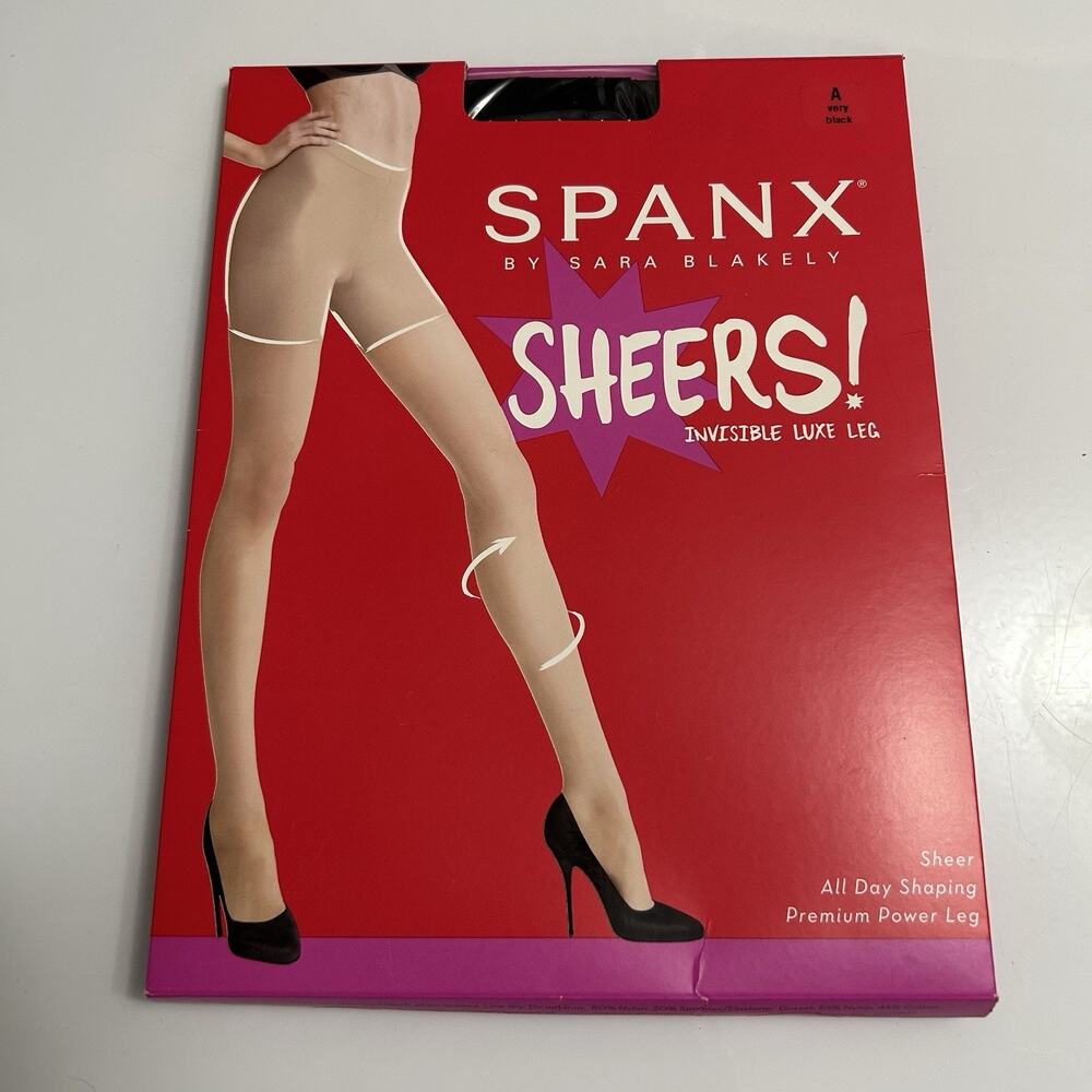 NEW SPANX Sz A Very Black Invisible Luxe Leg Sheers Style 20025R Open Box